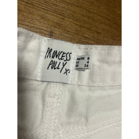 Princess Polly Cece Hammer Wide Leg Knee Rip white Jeans - Picture 4 of 12